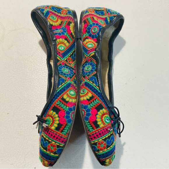 SAM EDELMAN Sz 9 Felicia Boho  Embroidered Almond Toe Ballet Flats - Picture 5 of 12